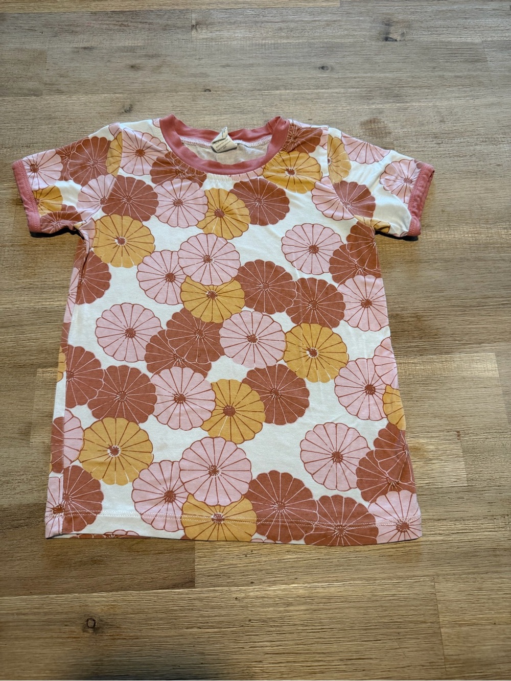 kate quinn Floral Ringer Tee in Pink, Rust & Mustard